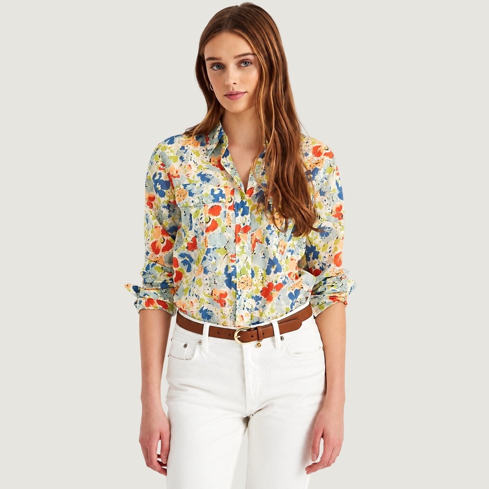 3269 | Lauren Ralph Lauren Floral Cotton Voile Shirt Multicolor Women 1X